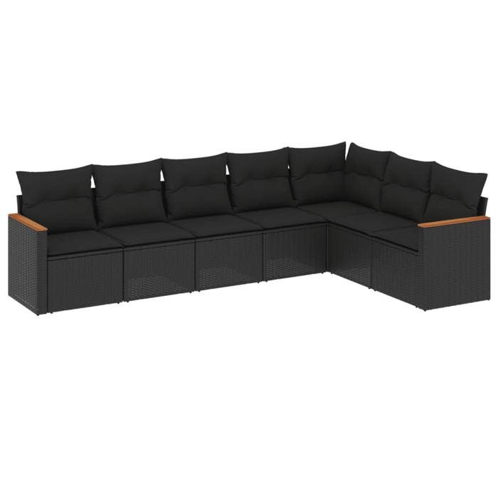 VidaXL Garden Lounge Set with Cushions 7 Pcs, Patio Sofas, Patio Furniture Set, Outdoor Furniture, Black 3226027