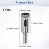 5pcs Diamond Hole Saw Drill Bit 3-18mm Glass Drill Bit for Ceramic/Marble/Granite Stone/Bottles/Tile Cutting [Silver Tone]