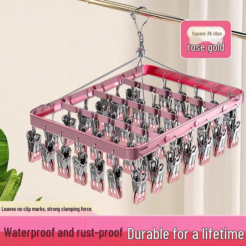 Aluminum Alloy Multi-Clip Drying Rack for Socks and Underwear