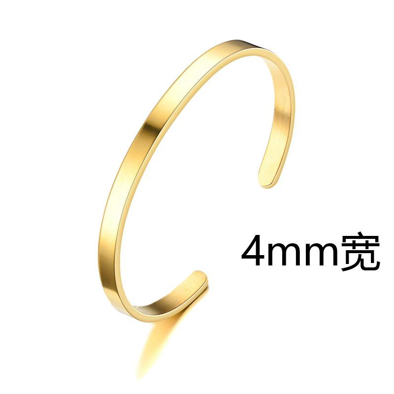 Simple Style 4mm/6mm/8mm Stainless Steel Open Bangle Unisex Unfading Not Allergic 3 Colors Charm Bracelet Leisure Pulseira Joias