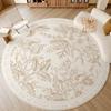 Tappeti Stile Crema per Soggiorno Tappeto Decorazione Floreale Francese per Camera da Letto Tappeto Rotondo Morbido e Soffice per Comodino Tappetino Antiscivolo per Casa