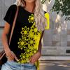 Women Summer T Shirt Flower Print Retro Fashion Short Sleeve Tees Casual   Printed  Tops