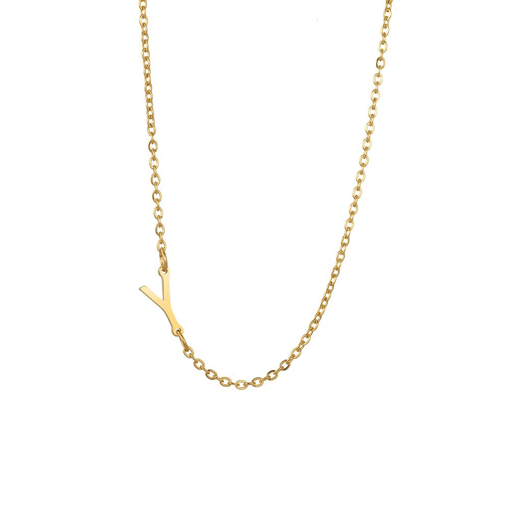 Cazador Sideways Tiny Letter Initial Necklaces A-Z Letters Necklace Stainless Steel Necklace For Women Gift Anniversary Jewelry