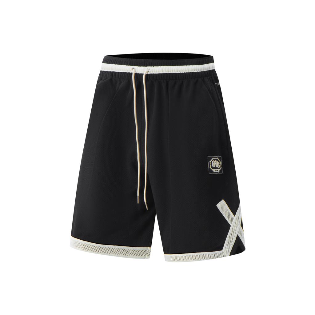 Li-Ning Casual Minimalist Color Block Letter Lace-Up Sports Shorts Men Shorts Black AAPV073-3