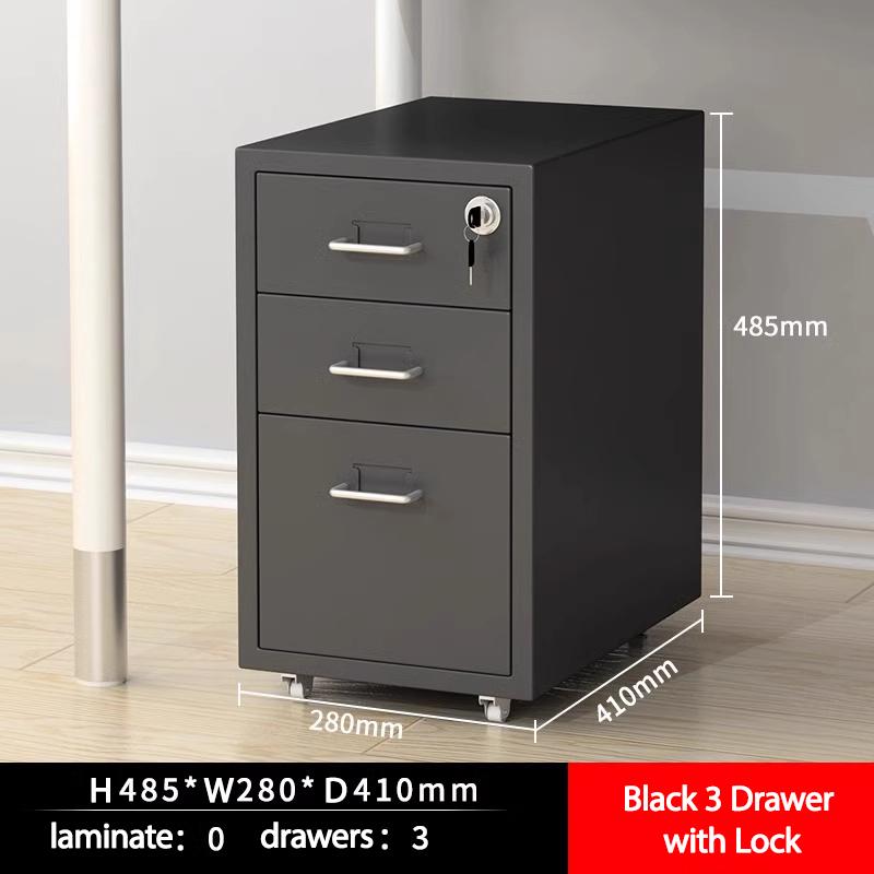 Metal filing cabinet 3/5/6 Office metal steel cabinet with wheels and lock, suitable for home offices and schools