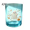 Spooky Pumpkin Party Cups Halloween Ghost Glass Cup, Colorful Gradient Aesthetic Tumbler with Decorative Holiday Drinkware Skull Print, Drinkware,
