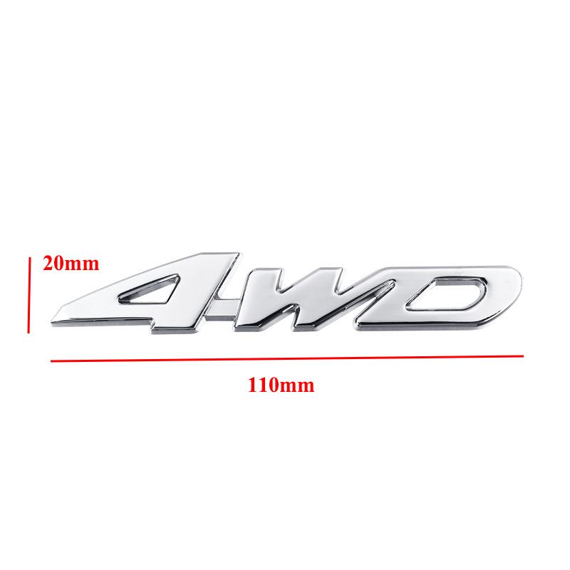 3D Metal Chrome Black Numbers Letters Logo 4wd Emblem Car Fender Badge Trunk Decal 4WD Sticker Accessories