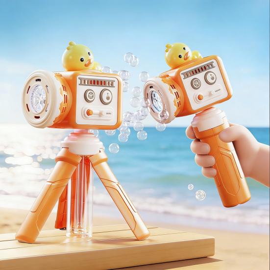 Macchina Sparabolle Elettrica a Forma di Proiettore, Soffiatore Automatico Ricaricabile con Luci Colorate, Bacchetta Doppia Modalità per Feste di Bambini