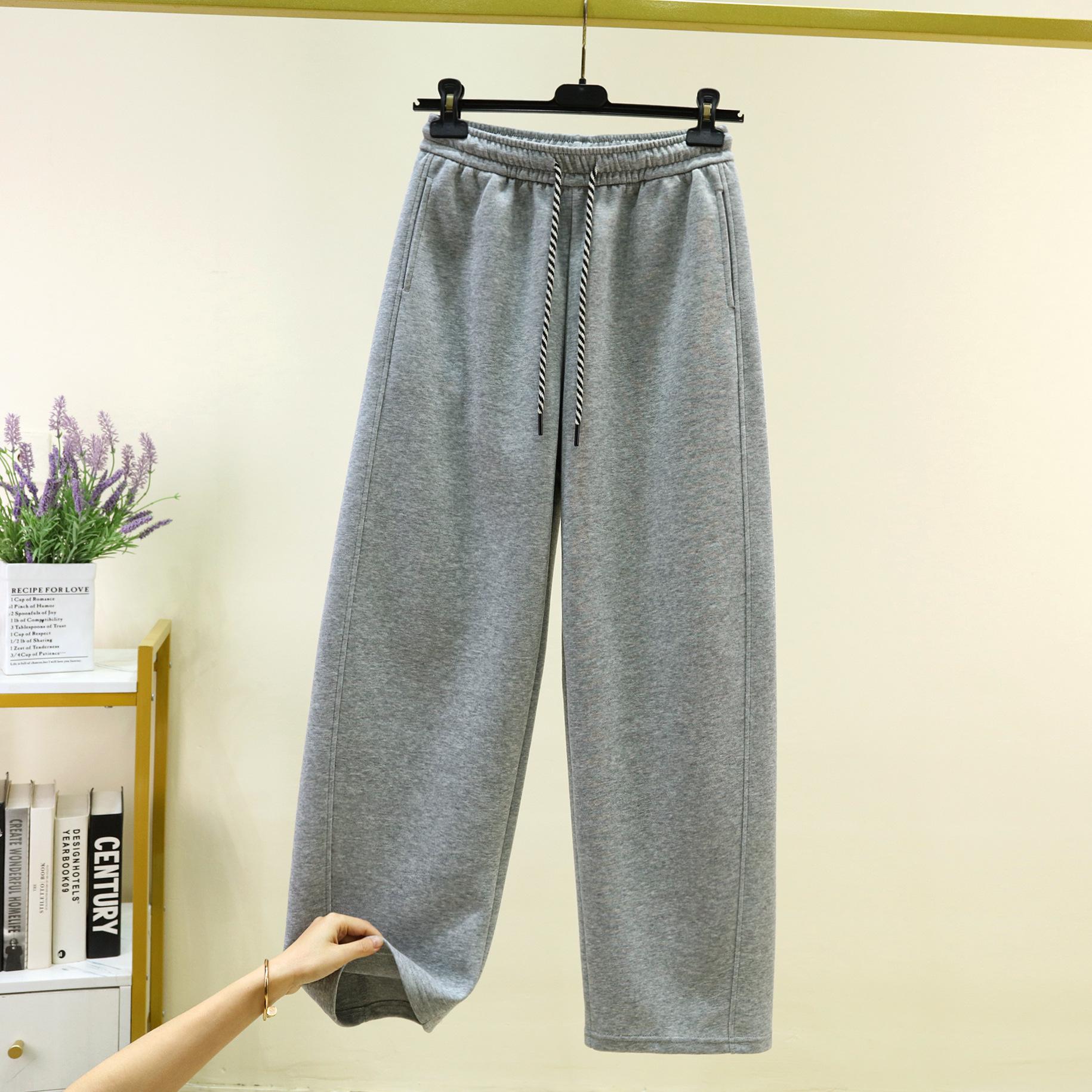 

2026 Spring Women s Cotton Paper-Feel High-Waisted Wide-Leg Cropped Pants with Drawstring Extra Large сірий колір