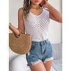 Dames Uitgebreide Gebreide Knopen Cardigan Top met Korte Mouwen