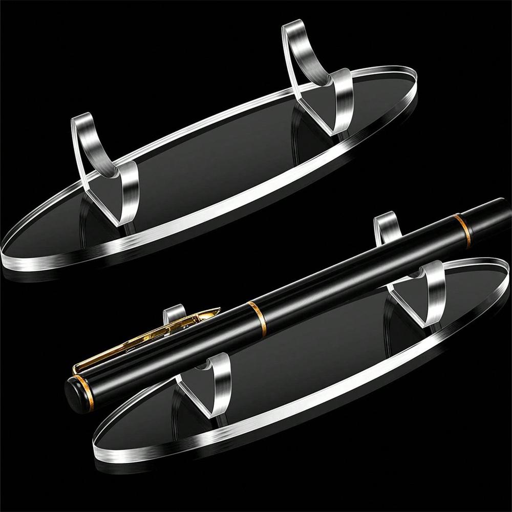 1pc Desk Pencil Holder Pen Holder Transparent Black Pen Display Stand Clear Stationery Fountain Pen Rack