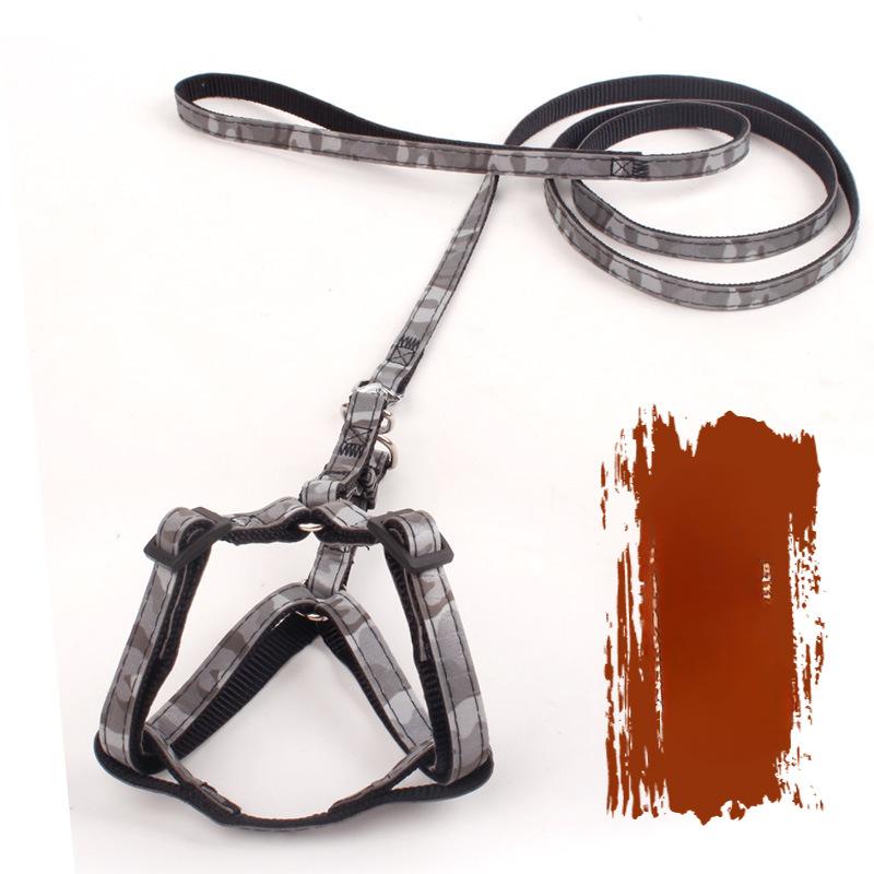 

New Camouflage Leash Dog Leash Dog Reflective Chest and Back Small and Medium Sized Dog Pet Supplies XS：1.0cm*120cm