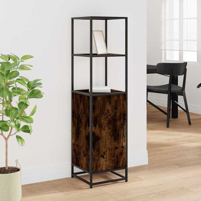 VidaXL High Buffet Smoked Oak 35.5x35x139 Cm Engineered Wood Metal, Side Cabinet, High Storage Cabinet, Display Cabinet 849046