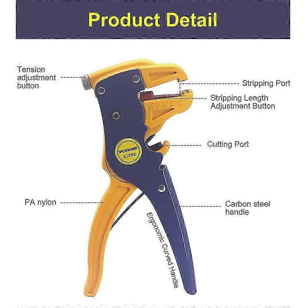 GJ702 Automatic Wire Stripper Multifunctional Wire Cutter Professional Wire Stripping Tool for Electrician