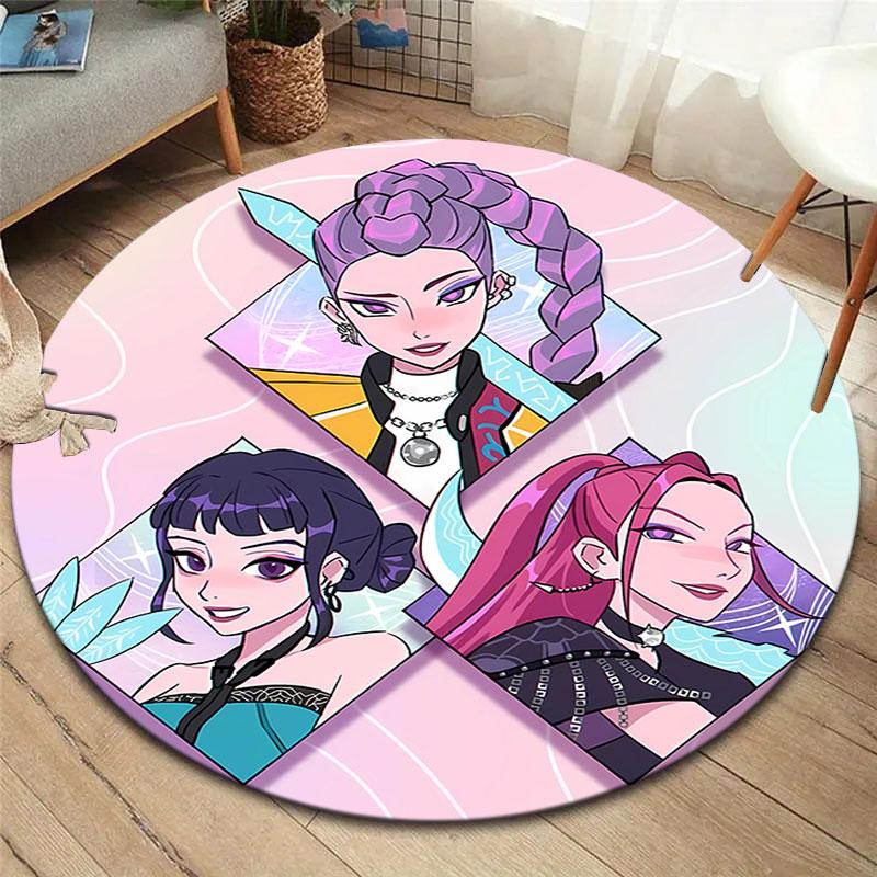 Kpopdemonhunters Runder Teppich, Teppich für Wohnzimmer, Schlafzimmer, Sofa, Spielzimmer Dekor, Rutschfeste Fußmatte