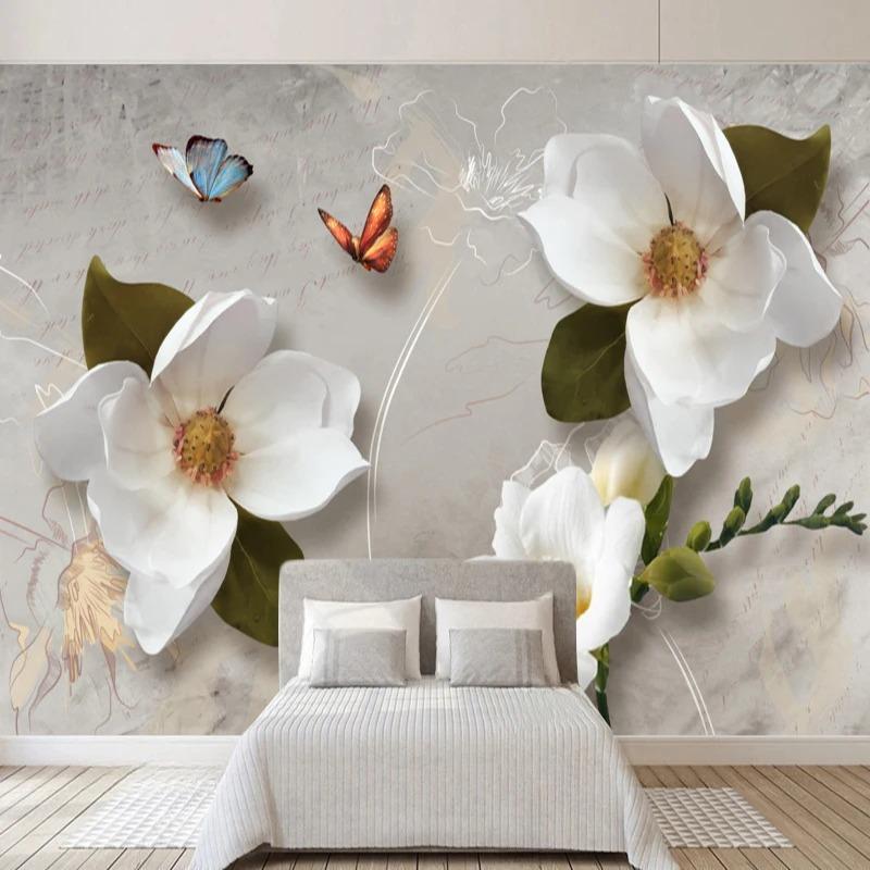 Europäischen Stil Tapete Retro Blume Schmetterling Wand Dekor Wandbild Für Wohnzimmer Schlafzimmer Hintergrund 3d Wand Papier