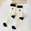 Casual Warm Comfortable Breathable Simple Soft Women Socks Stripe Middle Tube Socks Cotton Hosiery