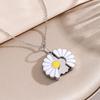 Handmade Glaze Oil Chrysanthemum Pendant Titanium Steel Daisy Necklace  Birthday Gift