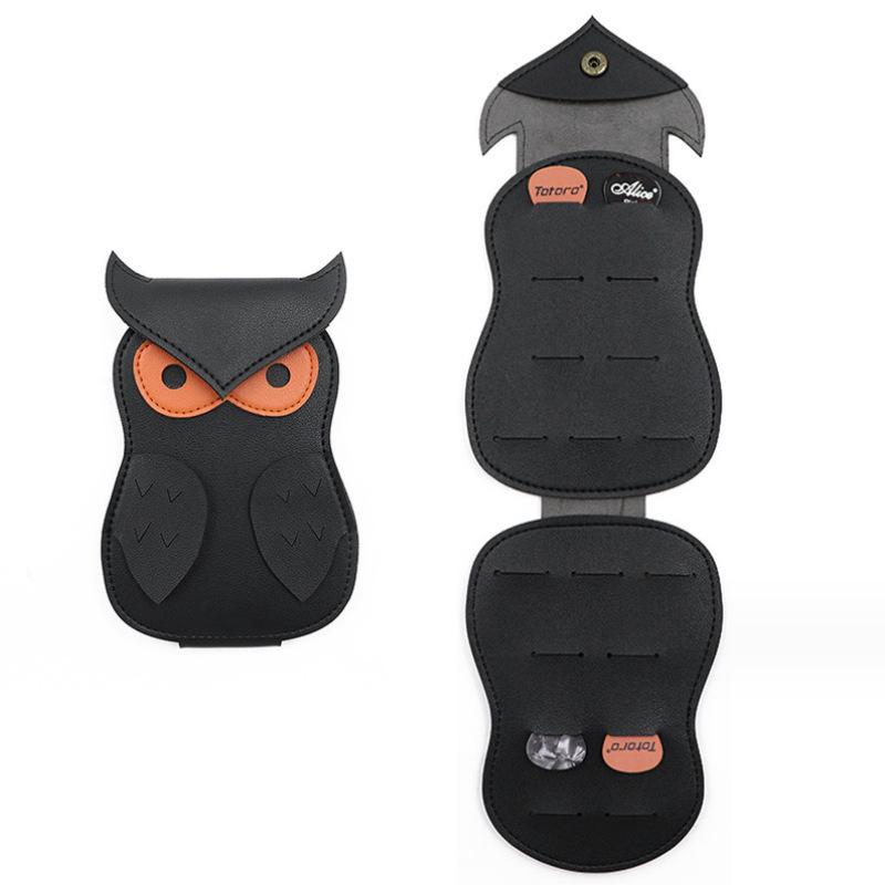Owl-Shaped PU Leather Guitar Pick Holder - Large Capacity 17*11cm чёрный
