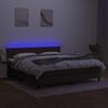 Box Spring Bed with Mattress & LED Dark Brown 160x200 cm Fabric