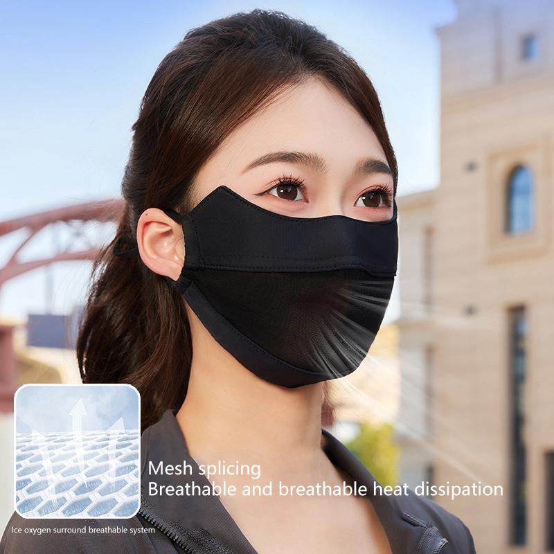 Breathable Ice Silk Sunscreen Face Mask Outdoor Sports Anti-Uv Face Mask Head Scarf With Adjustable Buckle Driving Riding Mask
