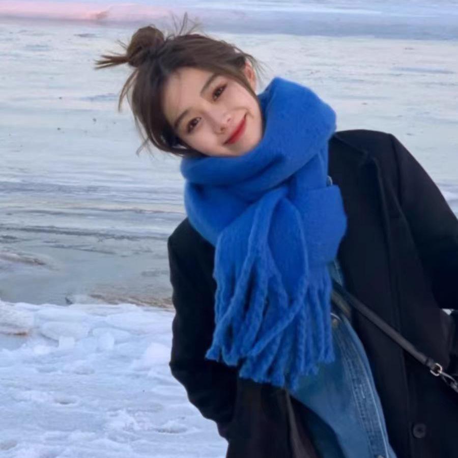 Damen Winter High-End Schal im koreanischen Stil: Einfarbige, Vielseitige, Verdickte, Hautaufhellende, Warme und Ideale für Paare und Studenten.