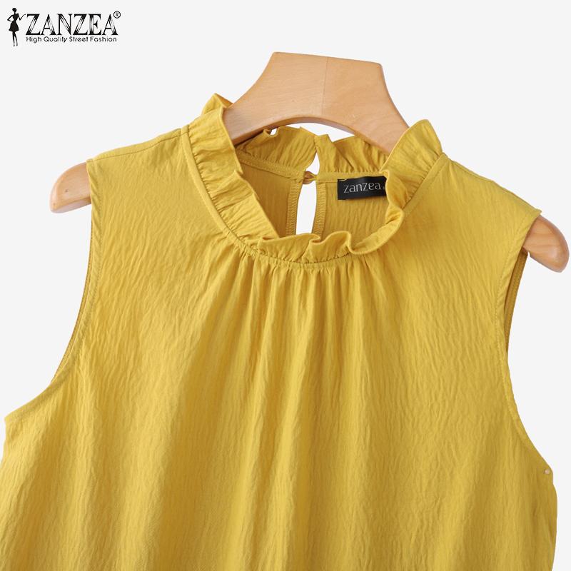 ZANZEA Women Summer Round Neck Sleeveless Casual Tank Tops