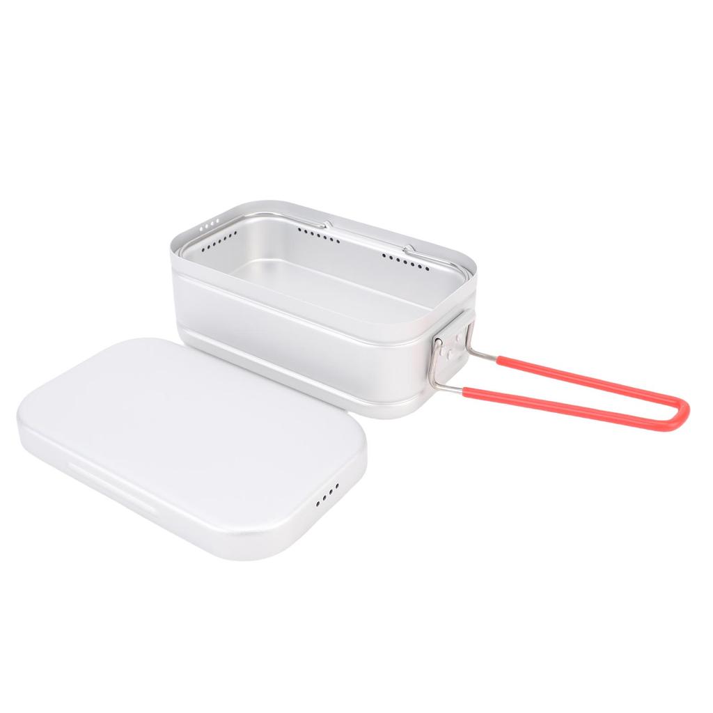 Camping Lunch Box Aluminum Alloy Steam Boil Portable Single Person Meal Box Lunch Container Support for Hiking Fishing