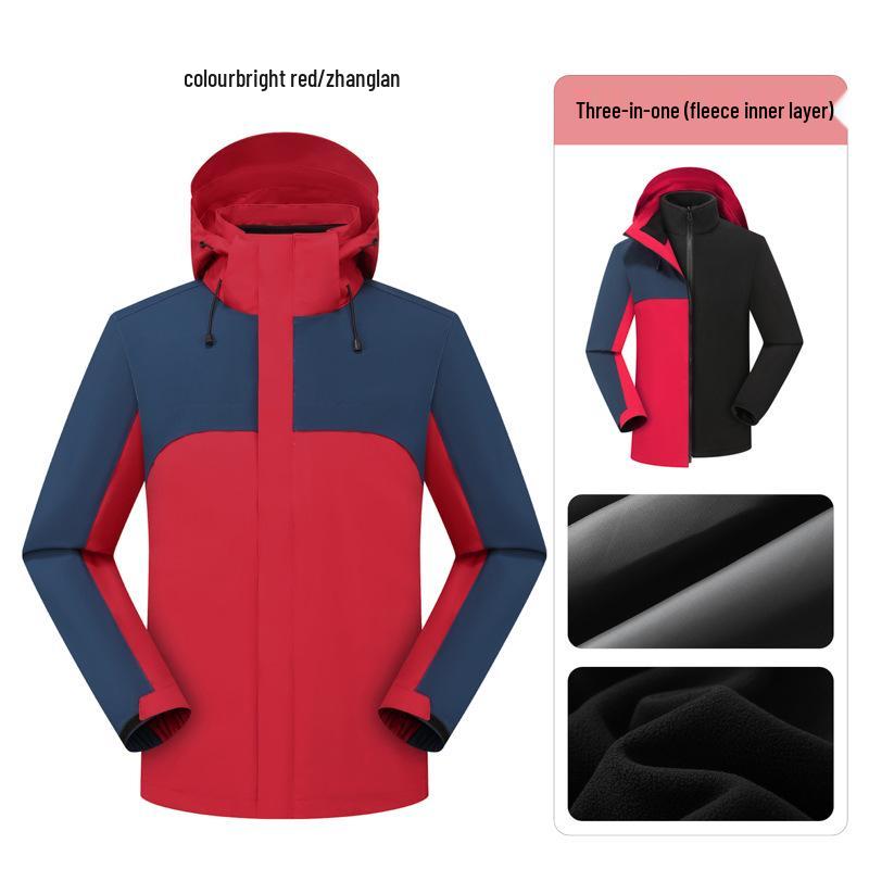 Anpassbares Team Windbreaker Set: Outdoor Drei-in-Eins mit Logodruck und herausnehmbarem Daunenfutter