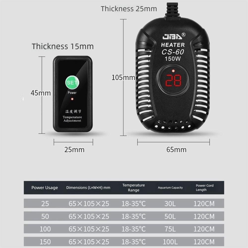 Quartz Glass Turtle Tank Heater Low Water Level Aquarium Thermostat Fish Tanks