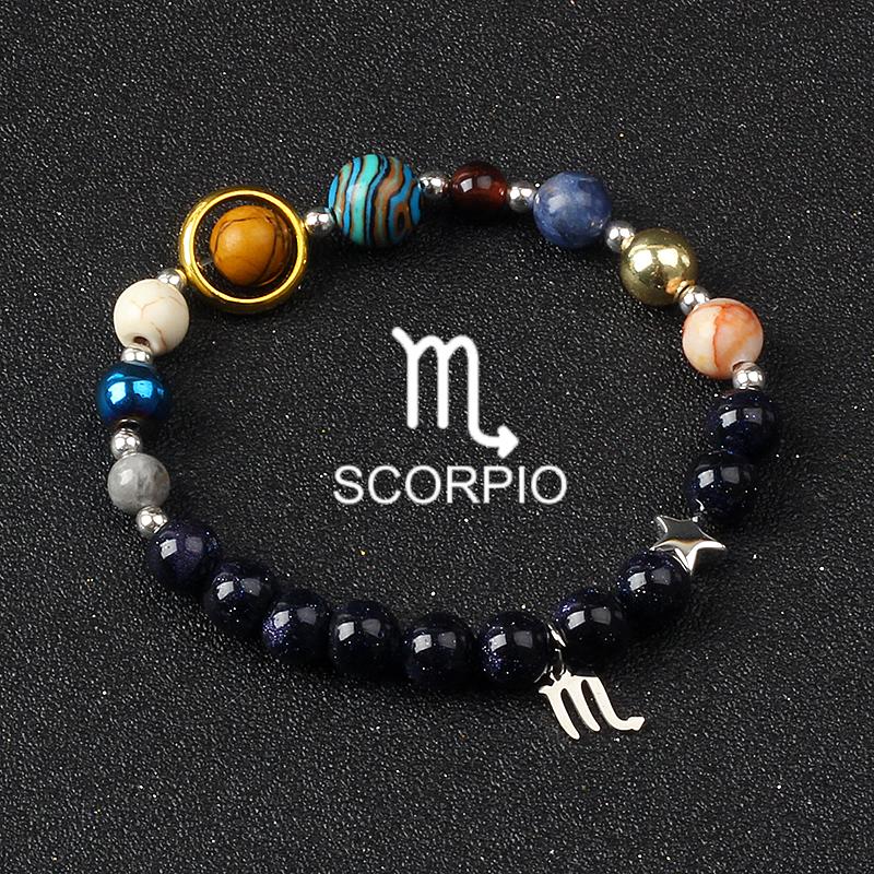 Solar System Galaxy Planets Bracelets for Women Women Zodiac Virgo Cancer Leo Libra 12 Constellation Charm Bracelet Jewelry Gift