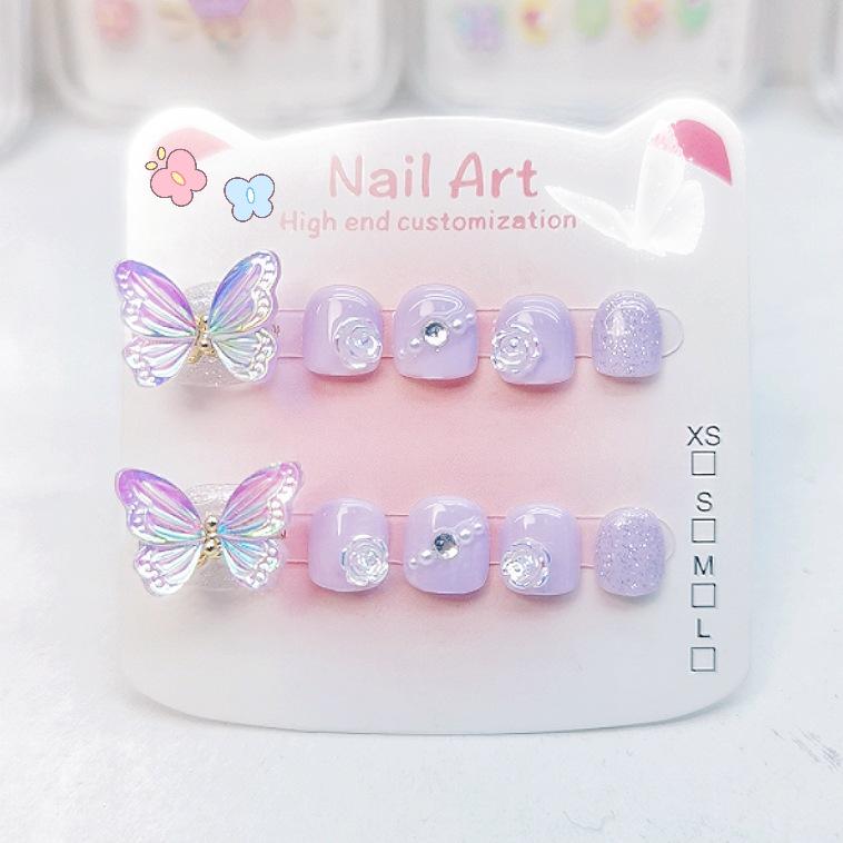 Aurora Butterfly Wearable Lively Nails for Kids - Little Fairy Nail Art 020 Aurora Butterfly