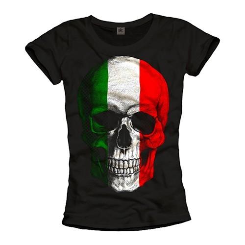 

Skull Ladies TShirt ITALY FLAG Skull Rockabilly Women Top Rock Fashion Unisex T-Shirt XXXXL