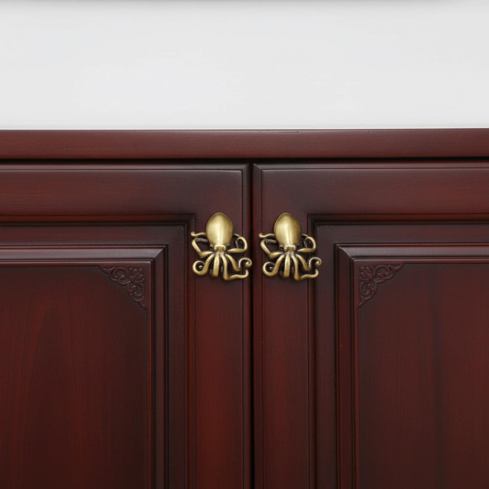 Vintage Cabinet Door Knobs Furniture Hardware Wardrobe Drawer Pulls Octopus Brass Handle Dresser