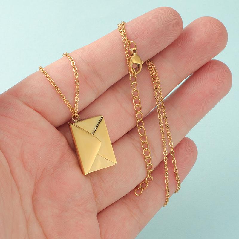 Trendy Minimalist Stainless Steel Envelope Pendant Necklace - Love Letter Valentine's Gift