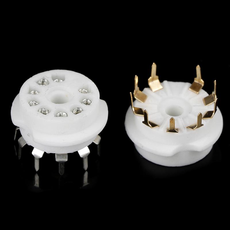 1 Pcs Gold Plated 9Pin Pcb Ceramic Tube Socket Valve Base For 12Ax7 12Au7 Ecc8383