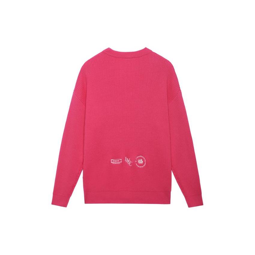 Li Ning Sweaters Unisex Rose Red Crew Neck Moderate Base Layer AMBT039-3