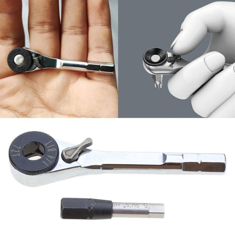 Multifunction 1/4inch Mini Ratchet Set Screwdriver Bit Socket Small Ratcheting Wrench Extension Bit Holder Wrench