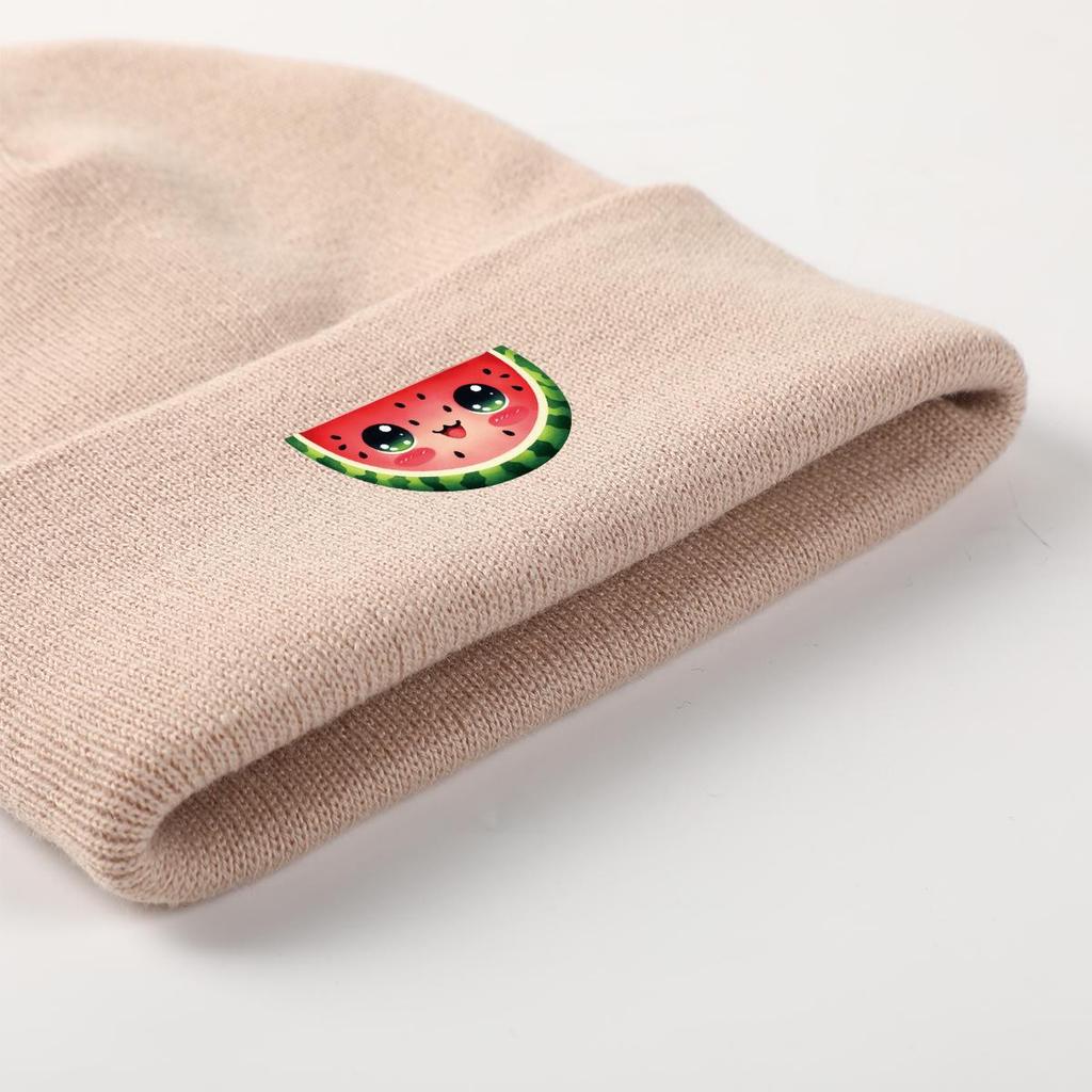 Cartoon Watermelon Warm Knitted Hat Beanie, Fruit Skullies Beanies Autumn Cuff Solid Bonnet Knit Hat Beanie