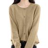 Women's Warm Wool Knitted Winter Cardigan With Artificial Wool And High Collar