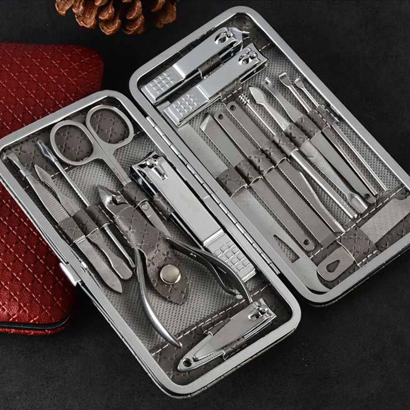 19-Piece Carbon Steel Manicure Set: Complete Nail Clippers and Tools