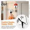 Space Saving Entryway Hooks Halloween Themed Wall Hook, Decorative Ghost Pattern Key Hanger, Self Shape Mounted Hook Adhesive Backing Wood Base