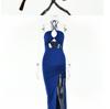 European Fashion Sleeveless High-Split Halter Neck Dress