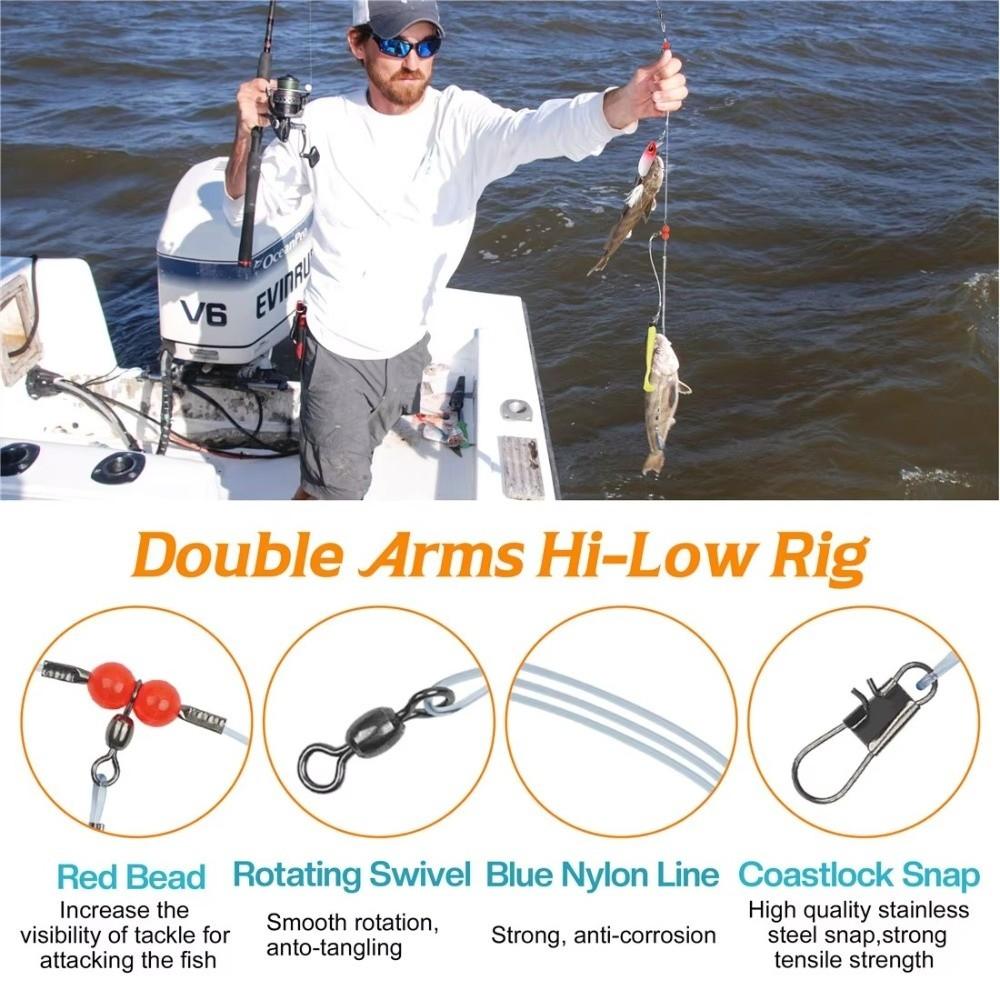6pcs Stainless Steel Fishing Leader Rigs Fishing Wire Fishing Rigs with Snap Perch