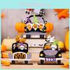 Unique Halloween Decorations Pumpkin Gnome Boo Wooden Car Ornament Ghostly Atmosphere Decor