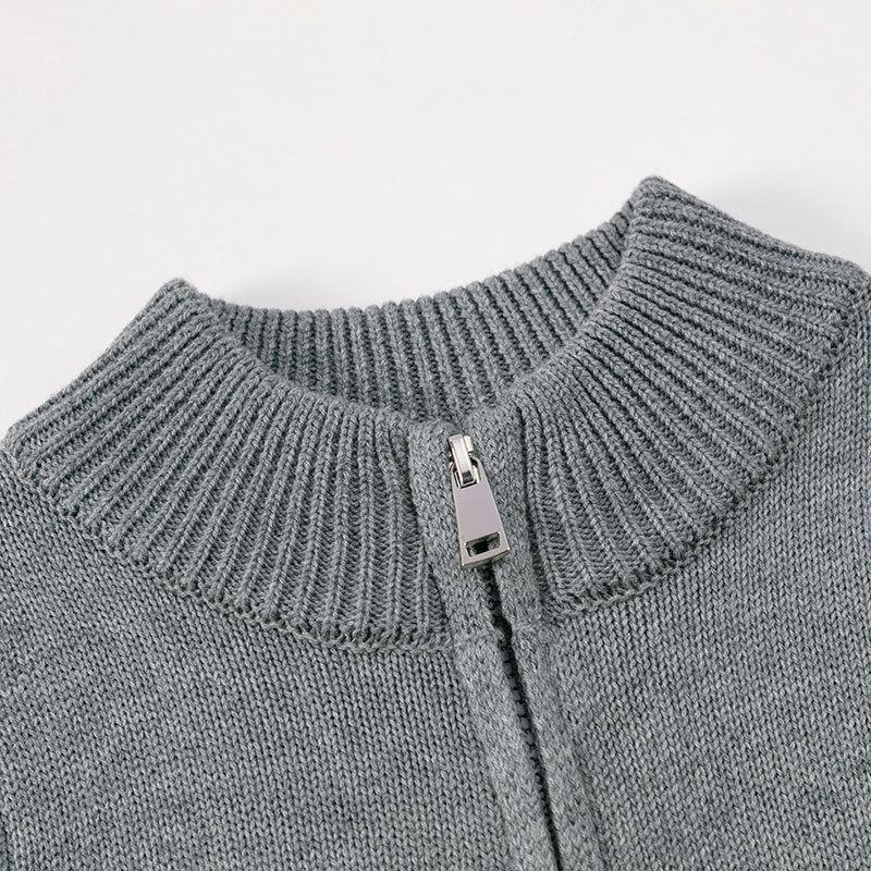 Cardigans d'hiver pour enfants Col montant Manches longues Veste zippée Pulls à poches pour garçons et filles Vêtements de rue pour enfants