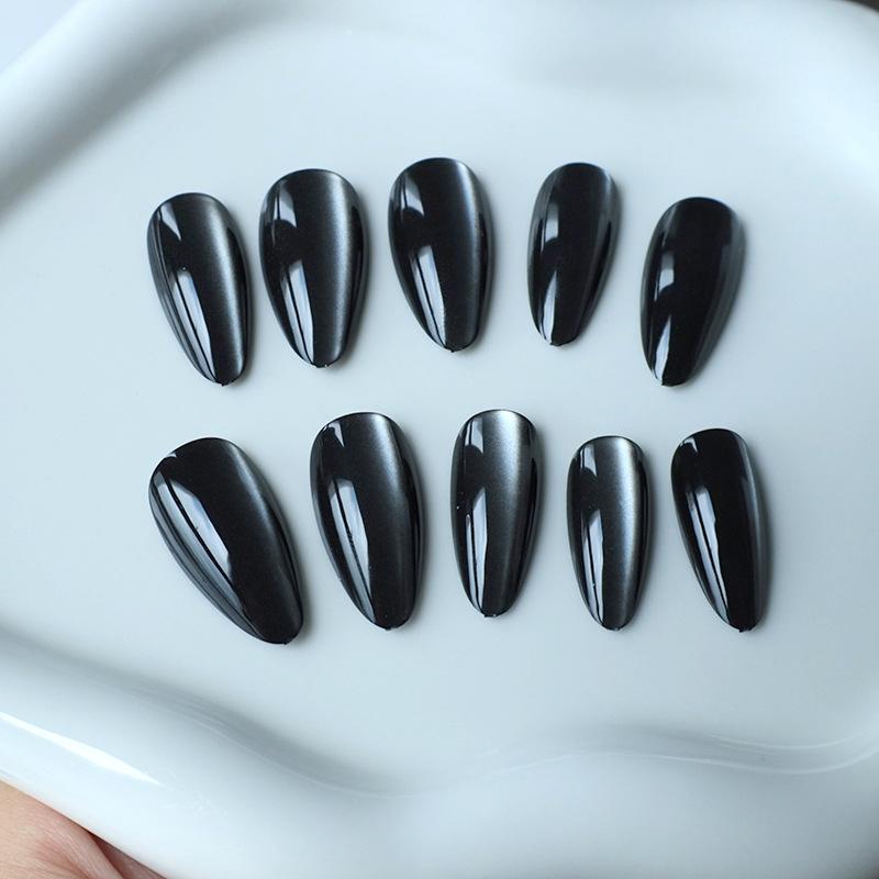 New Manicure Film Classic Fashion Simple Solid Color Ice Through Cat'S Eye Long Almond Wear Armor