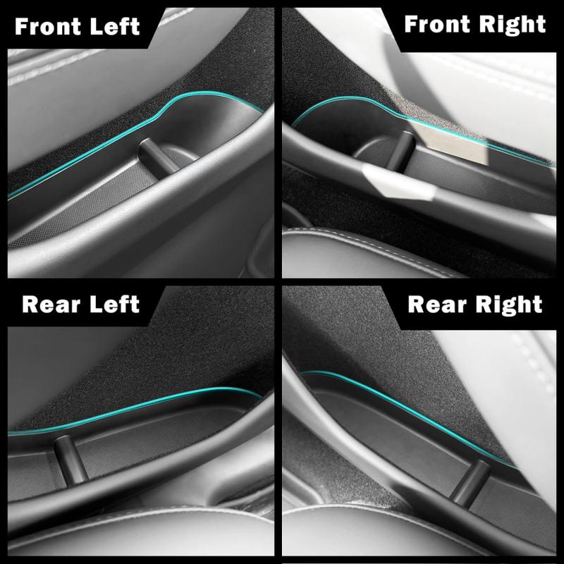 4PCS TPE Side Door Box Trays For Tesla Moldel Y Juniper Model 3 Highland Model Y/3 Door Storage Organizer Front Rear Door Trays