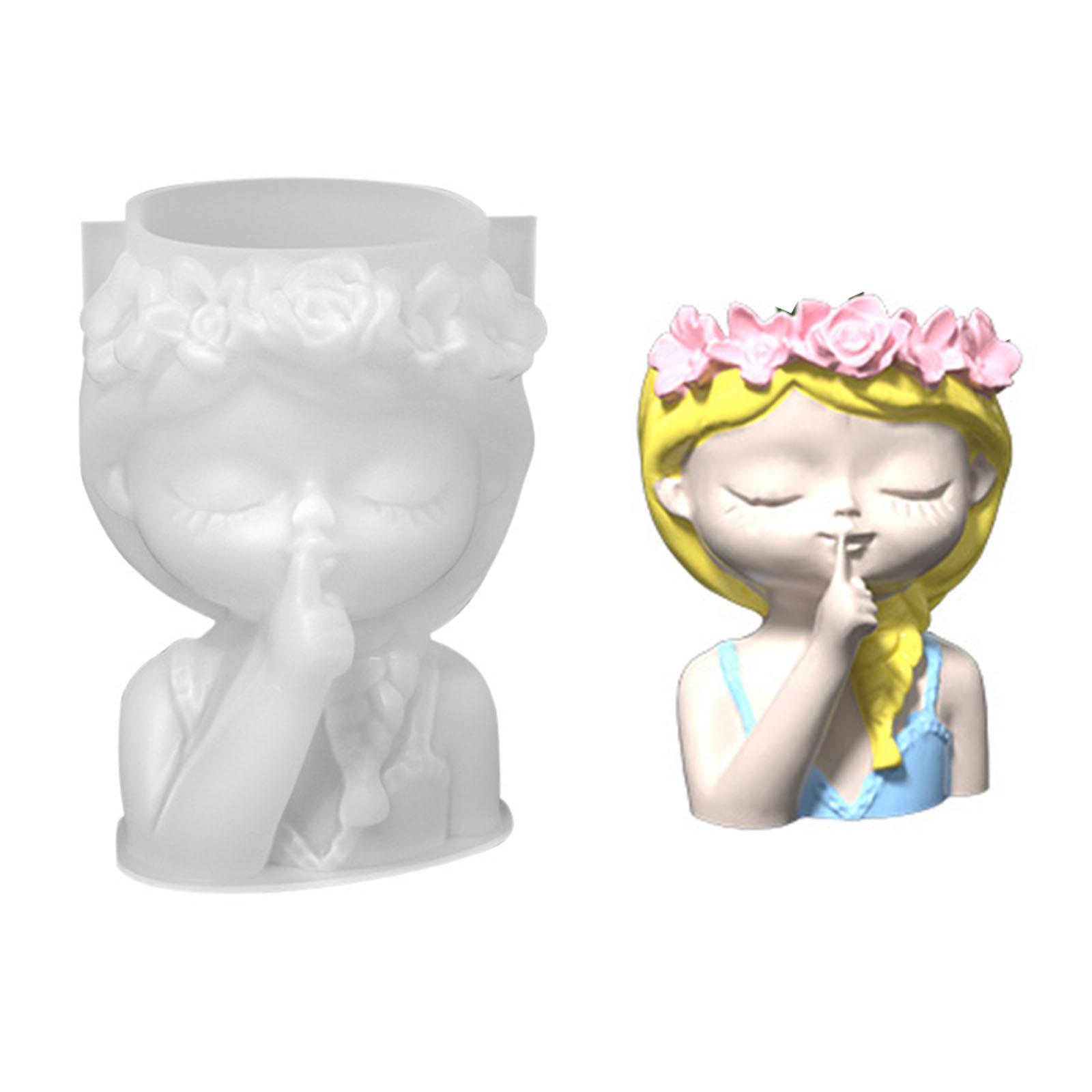 

Милые девушки держатель для ручек цветочный горшок силиконовые формы эпоксидная смола форма DIY суккулентный плантатор форма для DIY смоляные декоры T1