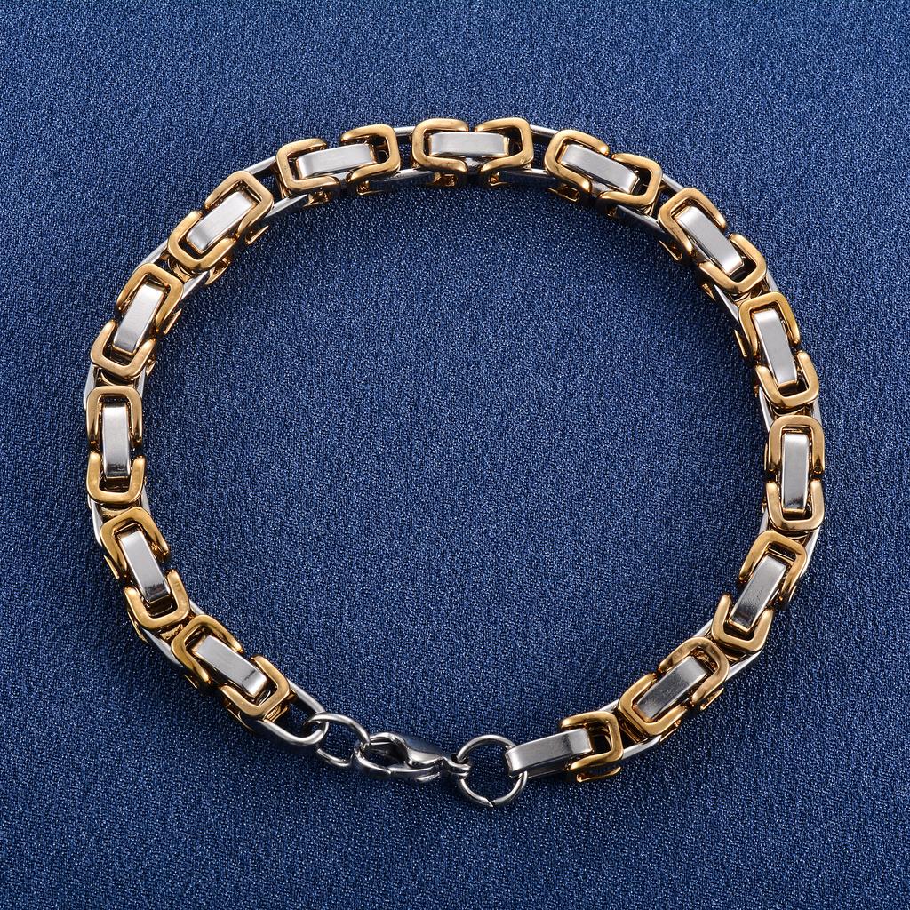 6mm 23cm Cool Stainless Steel Byzantine Chain Bracelet for Men Chunky Punk Rock Boy Hand Chain Anklet Wristband Metal Jewelry
